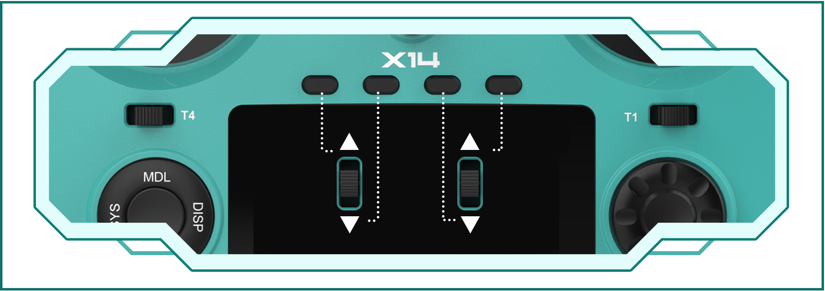 Frsky Twin X14/X14S Transmitter, T he TWIN X14 offers 4 customizable buttons, thoughtfully placed at the radio